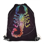 Colorful Scorpio Sign Print Drawstring Bag