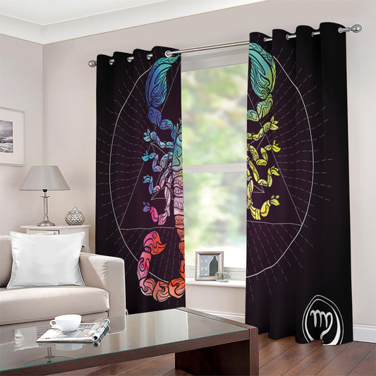 Colorful Scorpio Sign Print Extra Wide Grommet Curtains