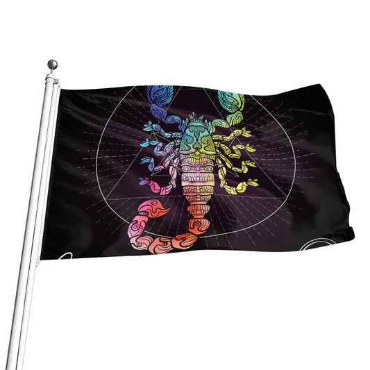 Colorful Scorpio Sign Print Flag