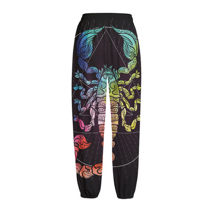 Colorful Scorpio Sign Print Fleece Lined Knit Pants