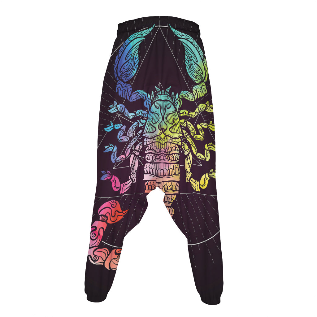 Colorful Scorpio Sign Print Hammer Pants