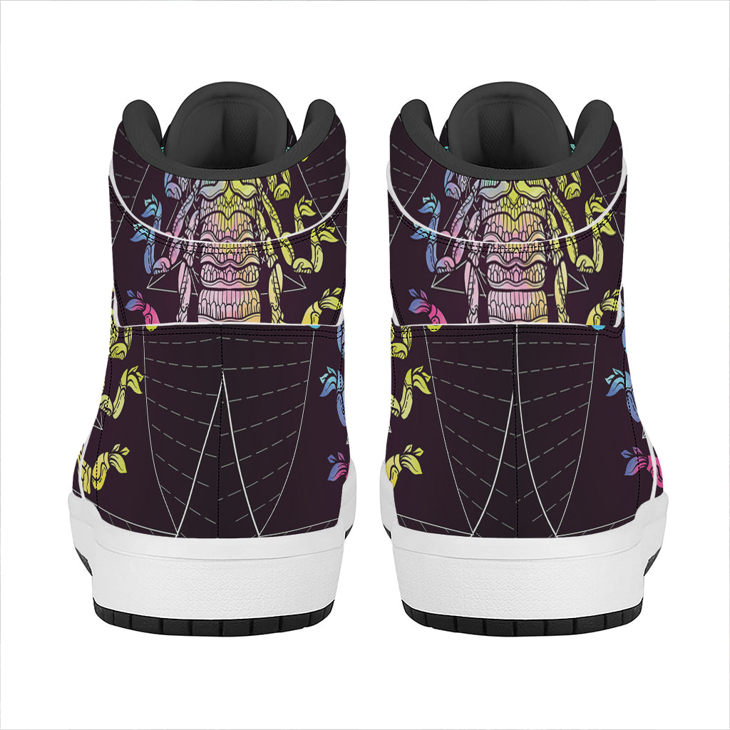 Colorful Scorpio Sign Print High Top Leather Sneakers