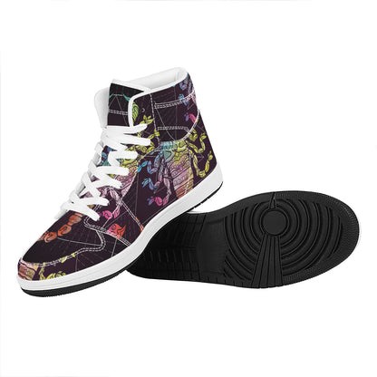 Colorful Scorpio Sign Print High Top Leather Sneakers