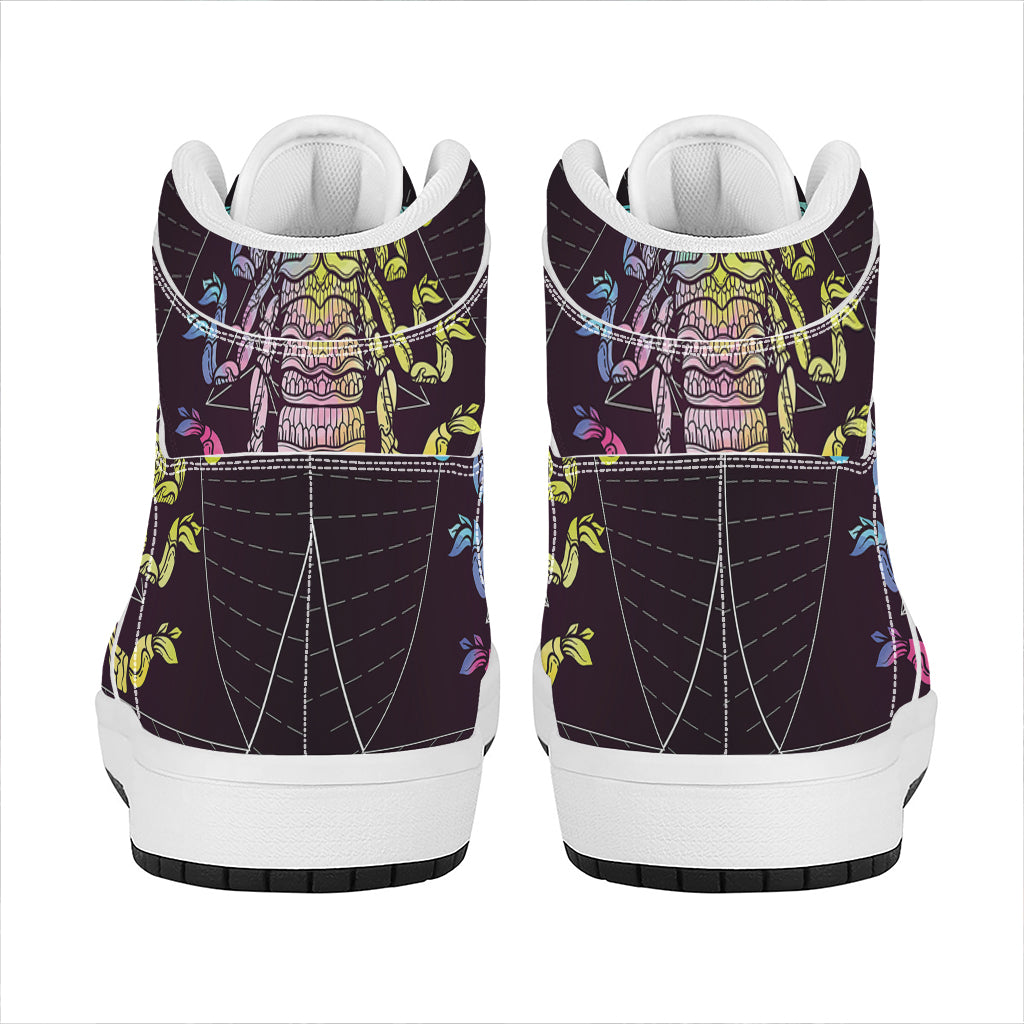 Colorful Scorpio Sign Print High Top Leather Sneakers