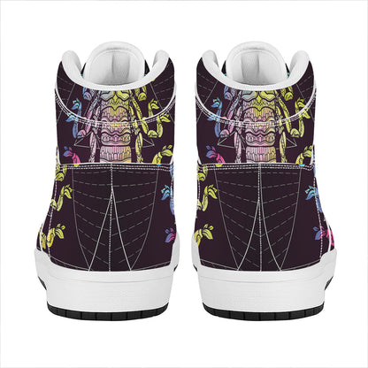 Colorful Scorpio Sign Print High Top Leather Sneakers