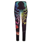 Colorful Scorpio Sign Print High-Waisted Pocket Leggings