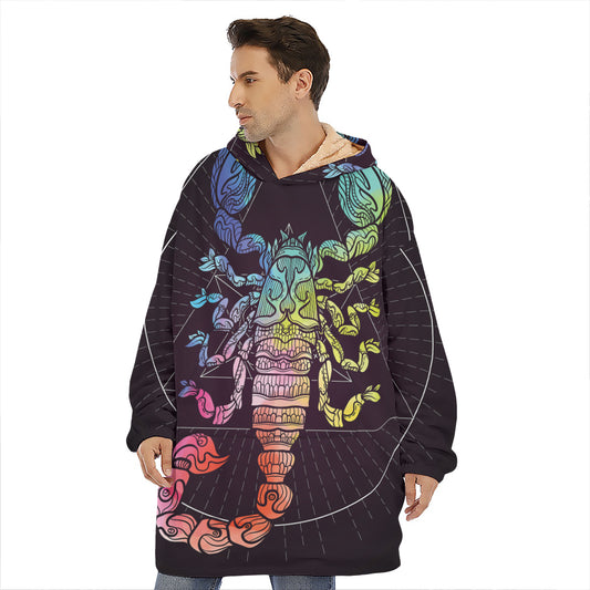 Colorful Scorpio Sign Print Hoodie Blanket