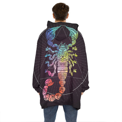 Colorful Scorpio Sign Print Hoodie Blanket