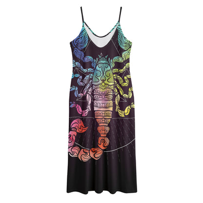 Colorful Scorpio Sign Print Jersey Midi Cami Dress