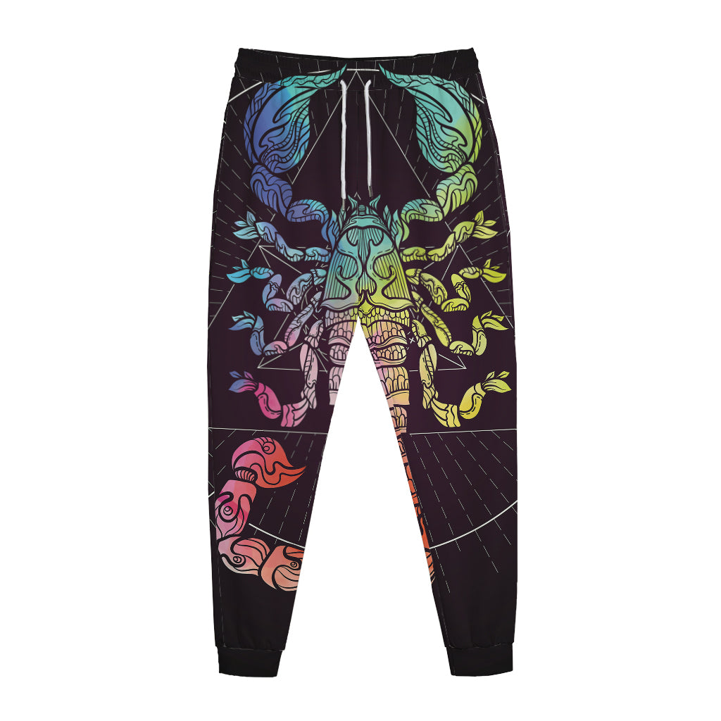 Colorful Scorpio Sign Print Jogger Pants