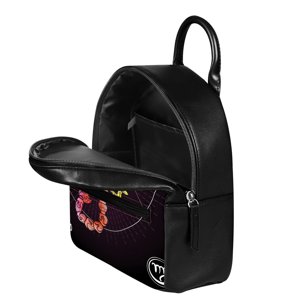 Colorful Scorpio Sign Print Leather Backpack