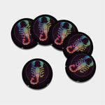 Colorful Scorpio Sign Print Leather Coaster Set