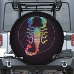 Colorful Scorpio Sign Print Leather Spare Tire Cover