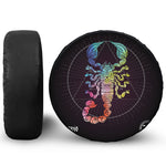 Colorful Scorpio Sign Print Leather Spare Tire Cover