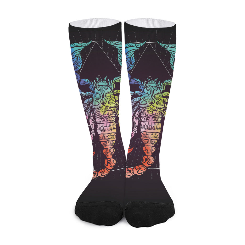 Colorful Scorpio Sign Print Long Socks