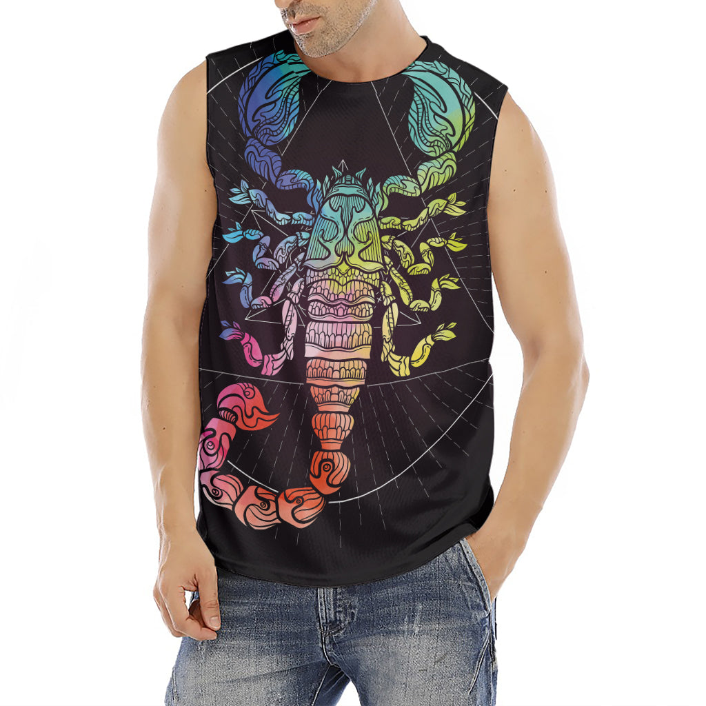 Colorful Scorpio Sign Print Men's Fitness Tank Top