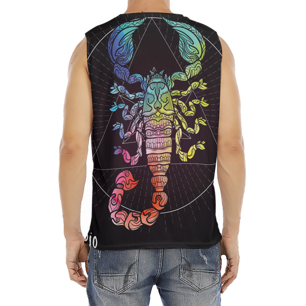 Colorful Scorpio Sign Print Men's Fitness Tank Top