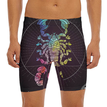 Colorful Scorpio Sign Print Men's Long Boxer Briefs