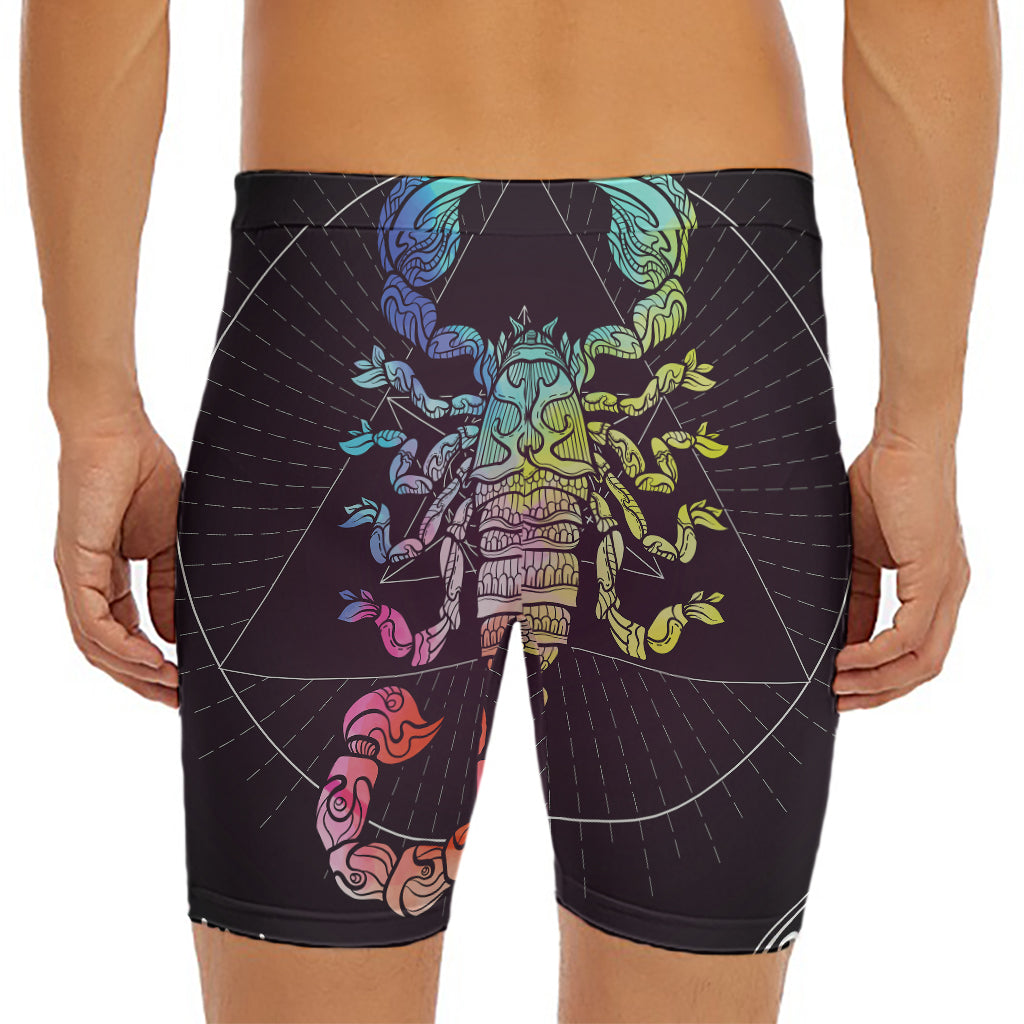 Colorful Scorpio Sign Print Men's Long Boxer Briefs