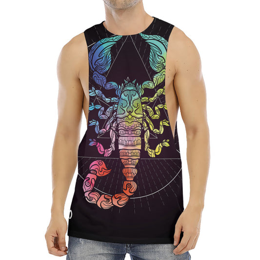 Colorful Scorpio Sign Print Men's Muscle Tank Top