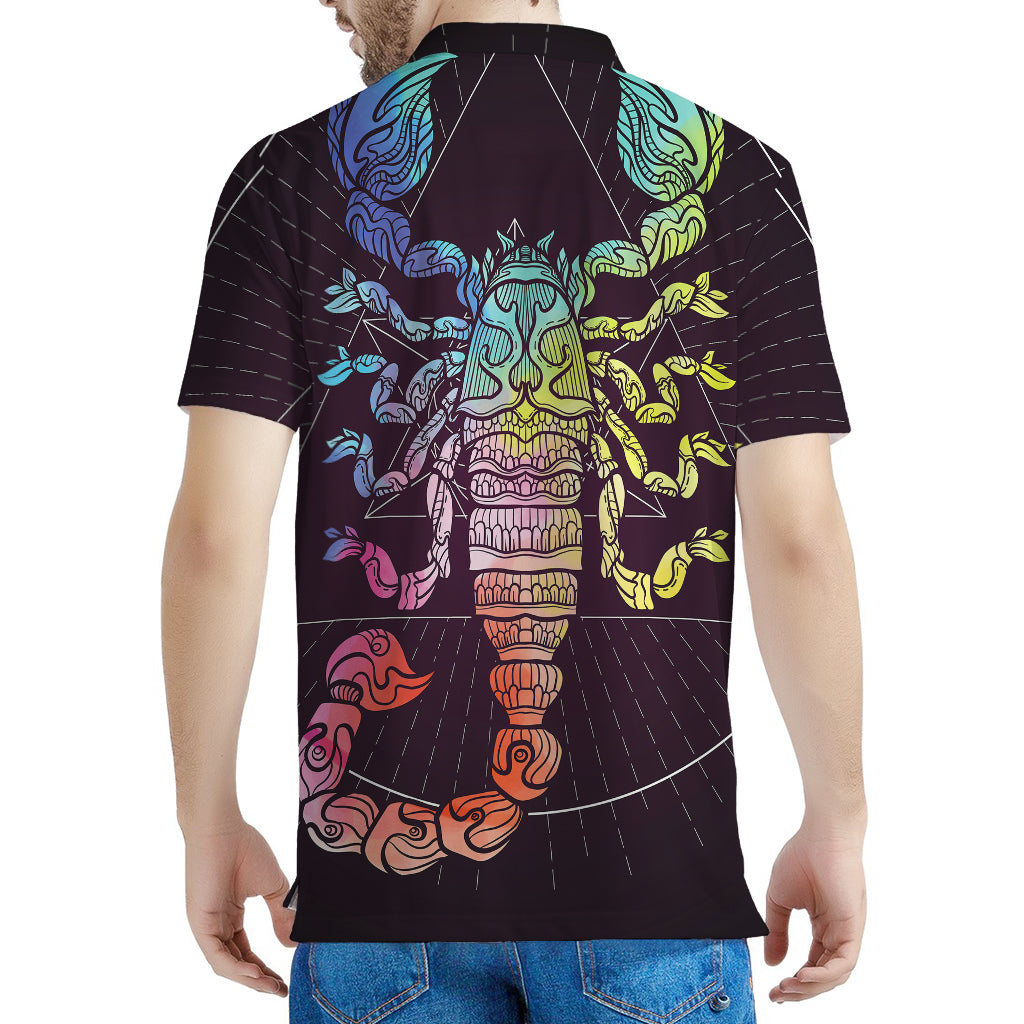 Colorful Scorpio Sign Print Men's Polo Shirt