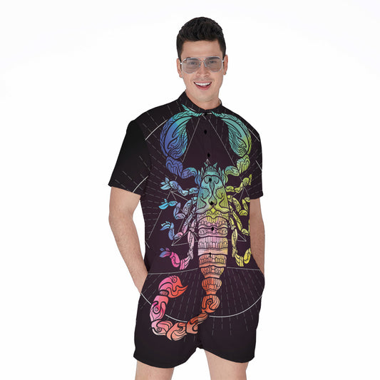 Colorful Scorpio Sign Print Men's Rompers