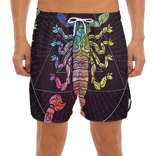 Colorful Scorpio Sign Print Men's Split Running Shorts