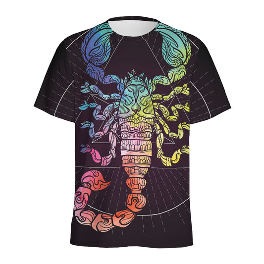 Colorful Scorpio Sign Print Men's Sports T-Shirt