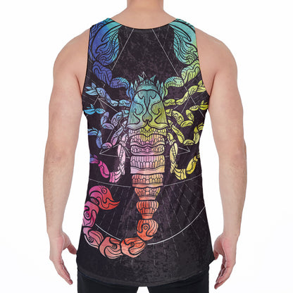 Colorful Scorpio Sign Print Men's Velvet Tank Top