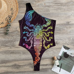 Colorful Scorpio Sign Print One Shoulder Bodysuit