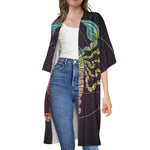 Colorful Scorpio Sign Print Open Front Beach Cover Up