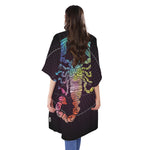 Colorful Scorpio Sign Print Open Front Beach Cover Up