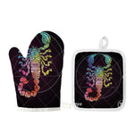 Colorful Scorpio Sign Print Oven Mitt And Pot Holder Set