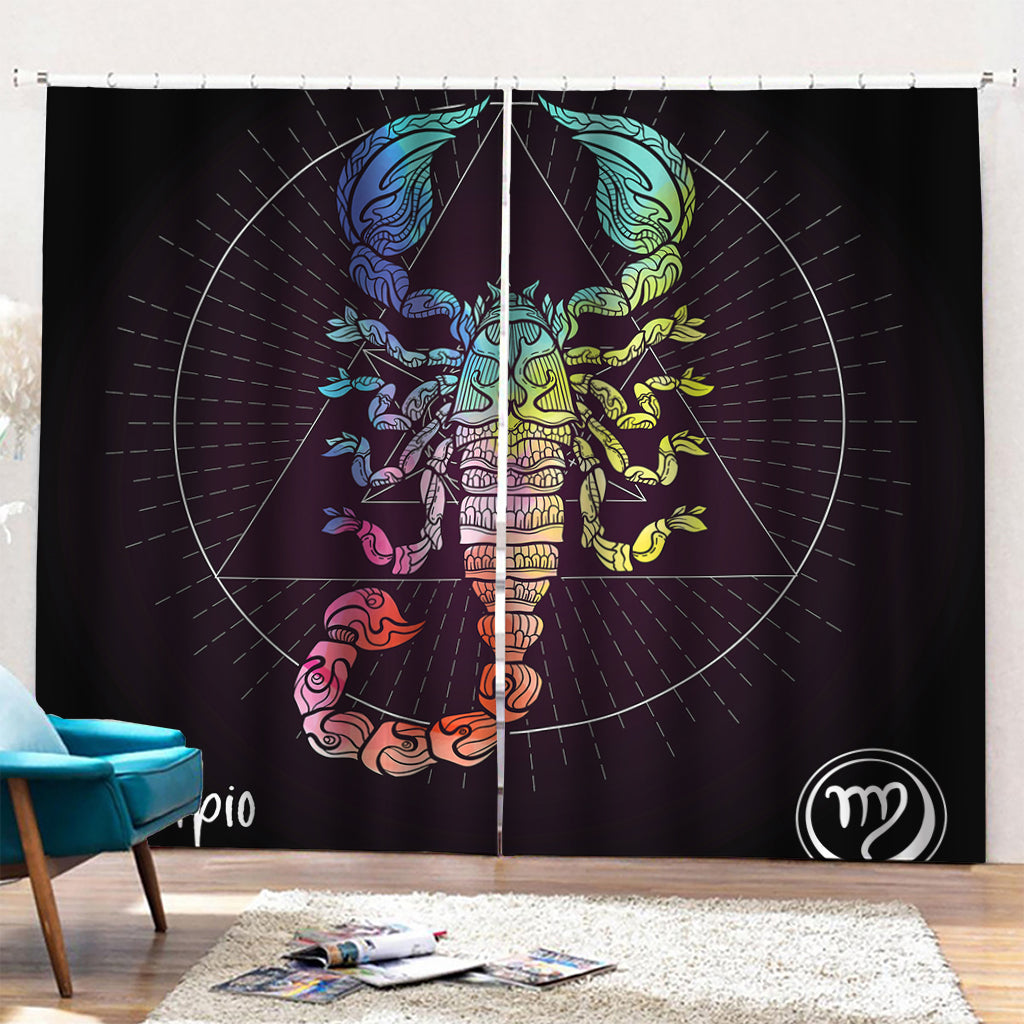 Colorful Scorpio Sign Print Pencil Pleat Curtains