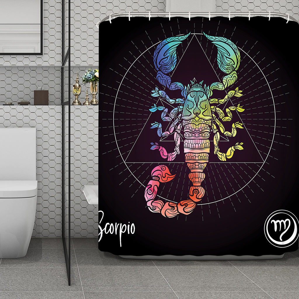 Colorful Scorpio Sign Print Polyester Shower Curtain