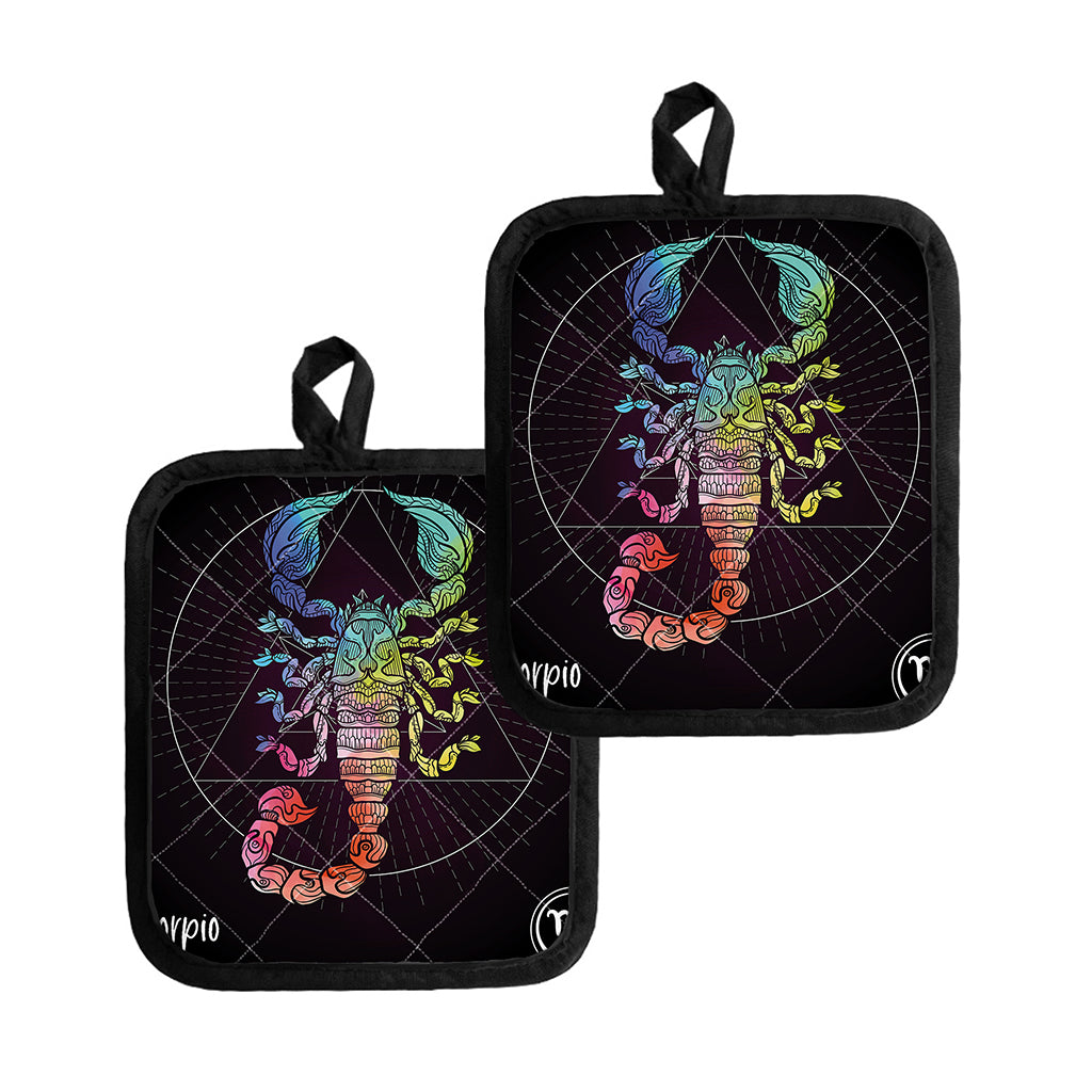 Colorful Scorpio Sign Print Pot Holders