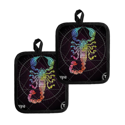 Colorful Scorpio Sign Print Pot Holders