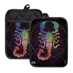 Colorful Scorpio Sign Print Pot Holders With Pocket