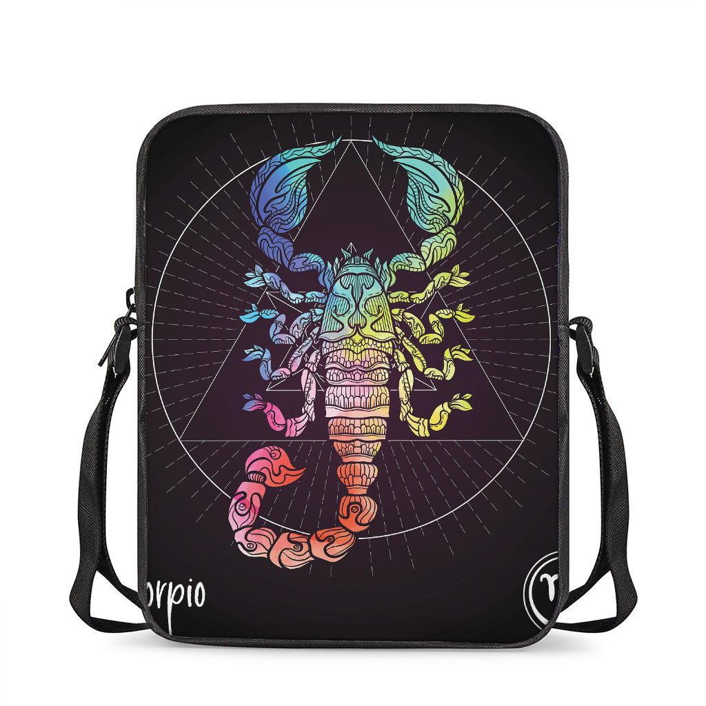 Colorful Scorpio Sign Print Rectangular Crossbody Bag