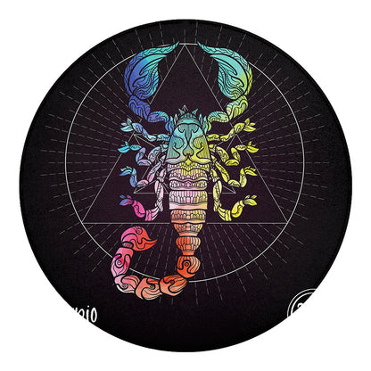 Colorful Scorpio Sign Print Round Blanket