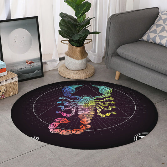 Colorful Scorpio Sign Print Round Rug