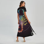 Colorful Scorpio Sign Print Short Sleeve Maxi Dress