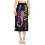 Colorful Scorpio Sign Print Side Slit Midi Skirt
