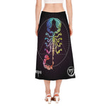 Colorful Scorpio Sign Print Side Slit Midi Skirt