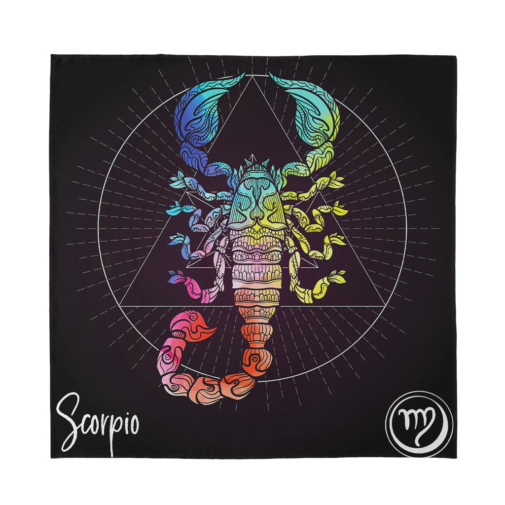 Colorful Scorpio Sign Print Silk Bandana