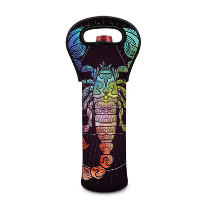 Colorful Scorpio Sign Print Single Neoprene Wine Tote