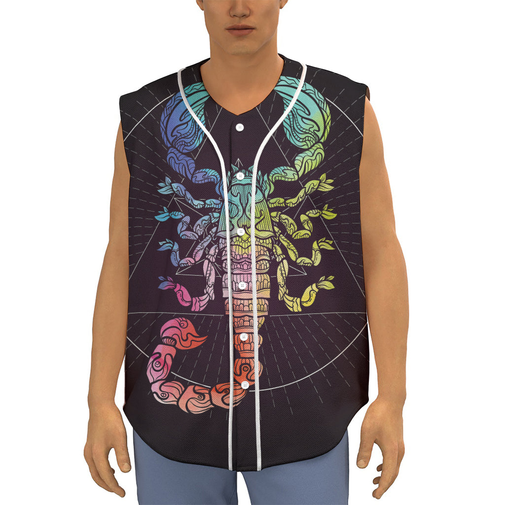 Colorful Scorpio Sign Print Sleeveless Baseball Jersey