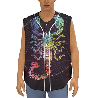 Colorful Scorpio Sign Print Sleeveless Baseball Jersey
