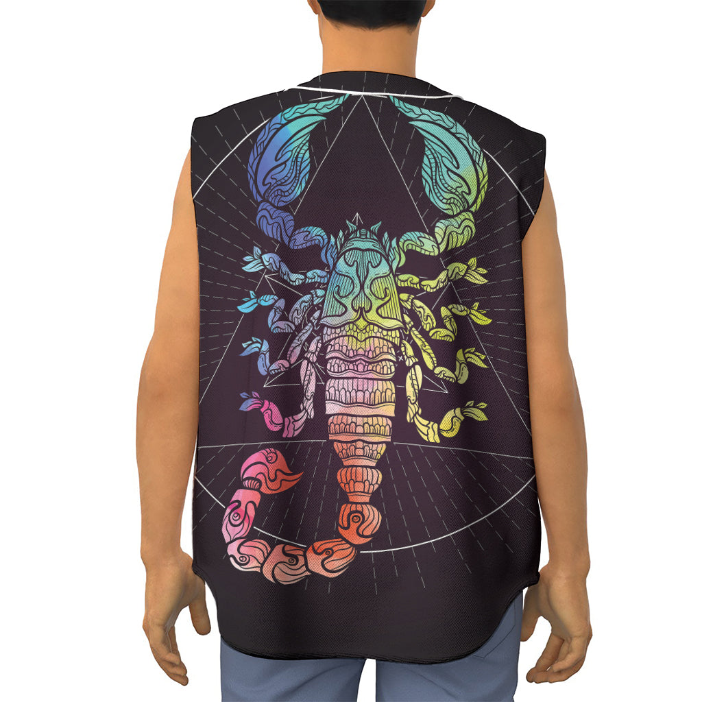 Colorful Scorpio Sign Print Sleeveless Baseball Jersey