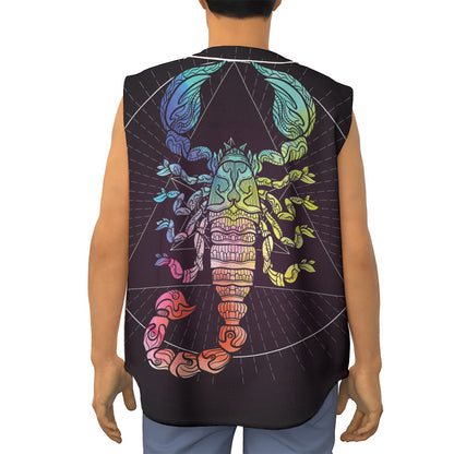 Colorful Scorpio Sign Print Sleeveless Baseball Jersey